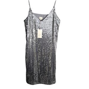 A New Day Women’s Small Silver Sequin Slip Dress NWT Party Cocktail Holiday